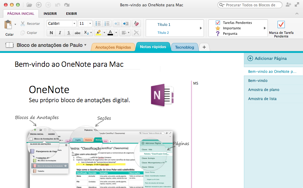 Microsoft torna OneNote gratuito e lança versão para Mac