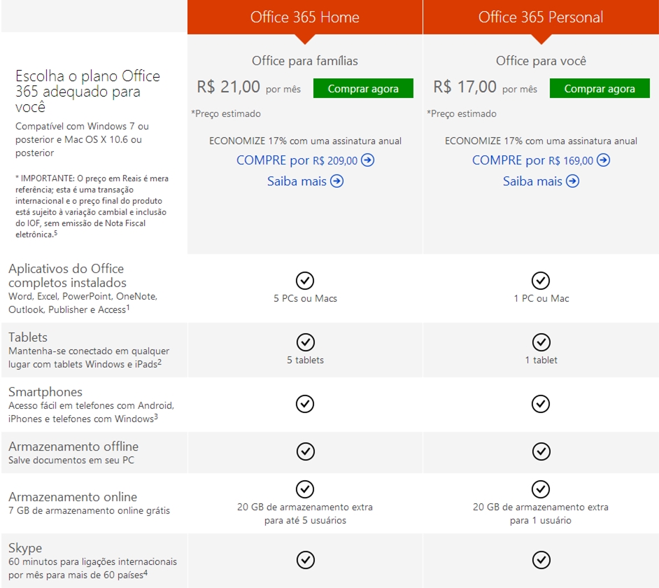 Assinaturas do Office 365 Personal já estão disponíveis no Brasil