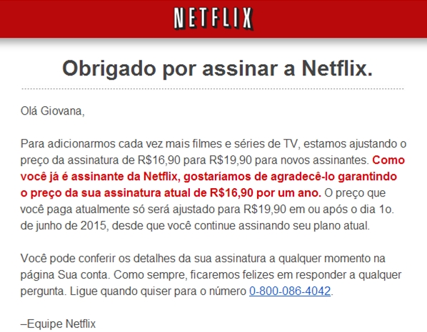 Mensalidade da Netflix passa a custar R$ 19,90 no Brasil
