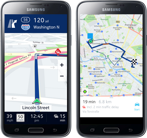 HERE Maps nos aparelhos da Samsung