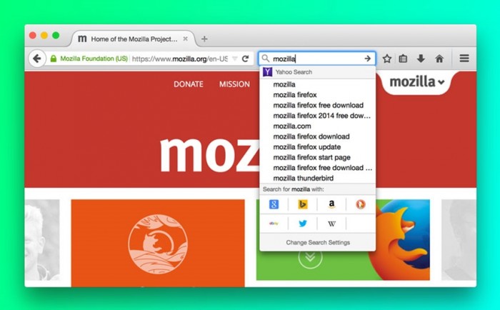 Interface de busca - Firefox