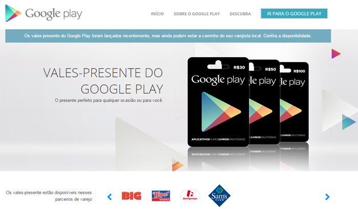 Comprar Código do Google Play R$ 100