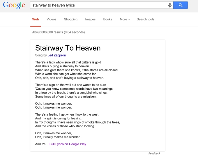 Stairway to Heaven no Google