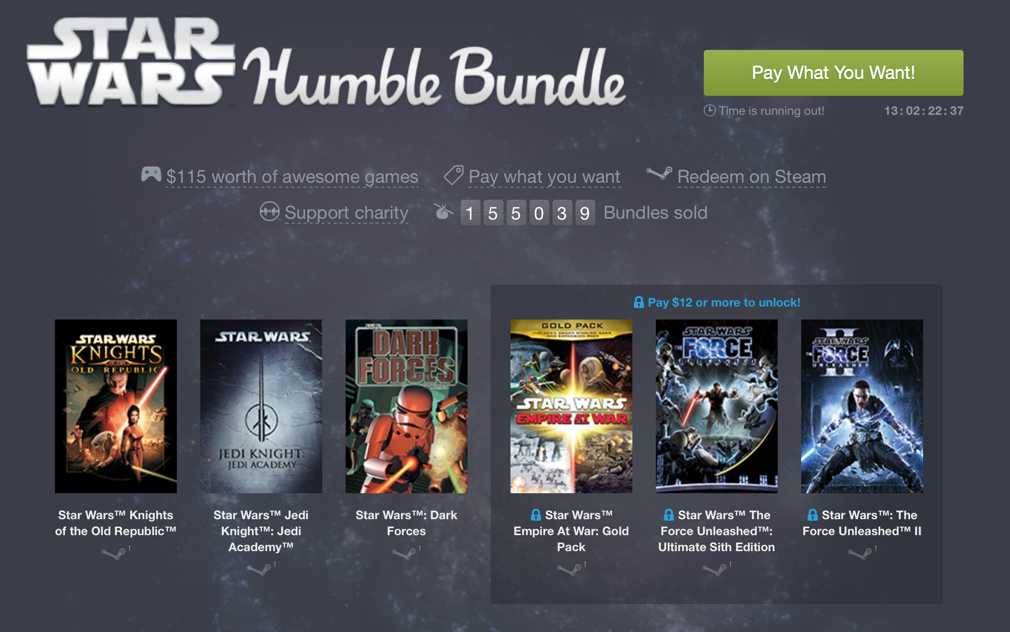 Humble Bundle: pague o quanto quiser por jogos de Star Wars e ajude crianças carentes