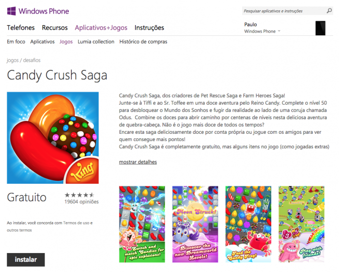 O Candy Crush Saga do Windows Phone é a versão do iOS convertida