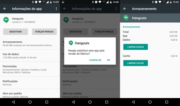 hangouts-desativar-android liberar espaço no android