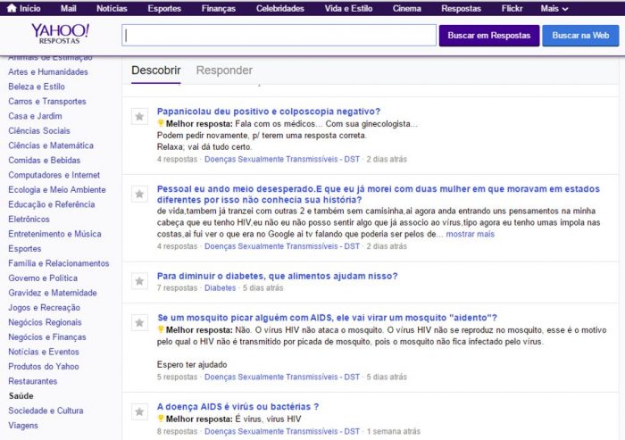 Yahoo Respostas: outro "consultório virtual"