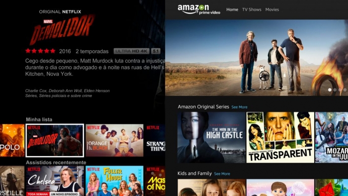 Amazon Prime Video e Netflix lado a lado