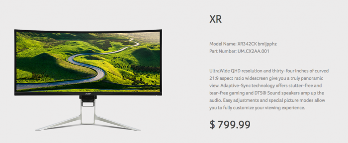 Acer anuncia XR382CQK bmijqphuzx UM.TX2AA.001, um monitor ultrawide de 37 polegadas
