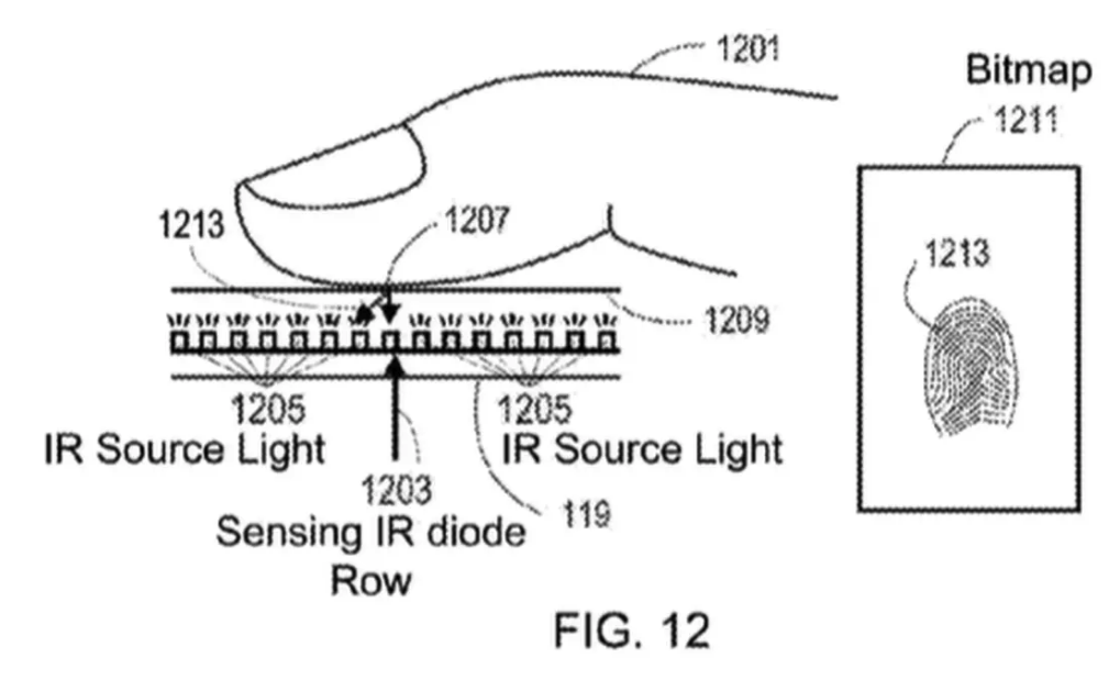 Patente da Apple mostra tela com leitor de impressões digitais integrado