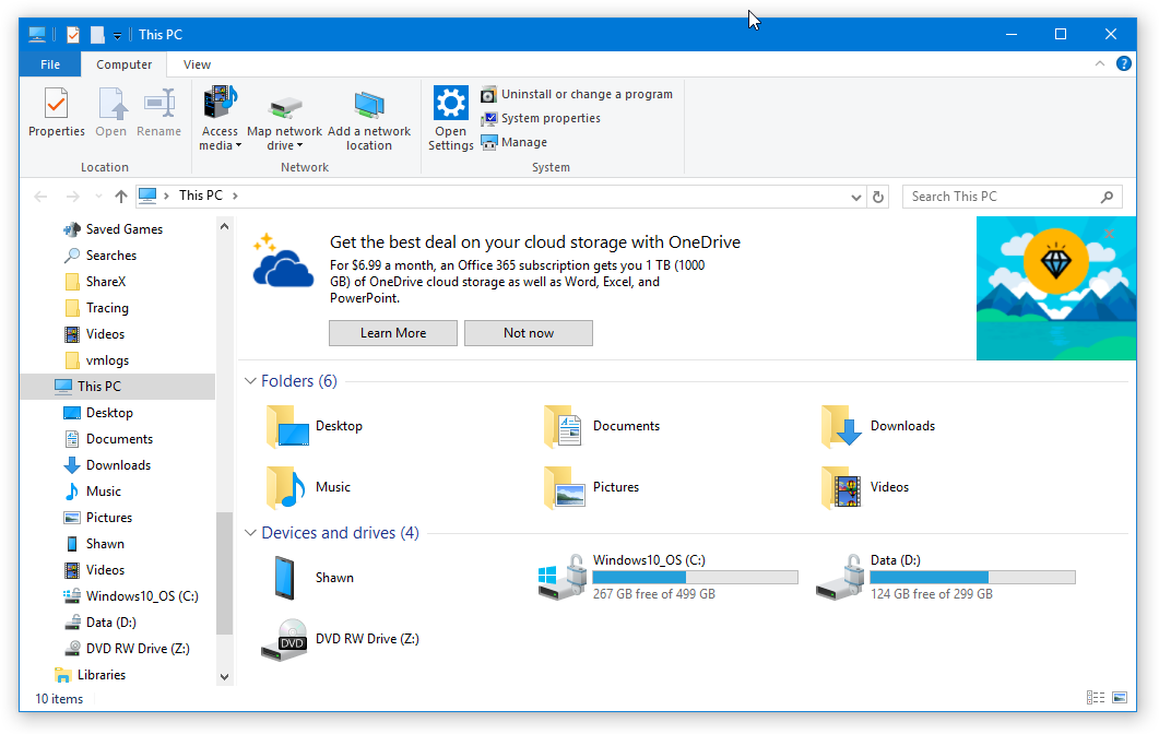 Como remover os anúncios no explorador de arquivos do Windows 10