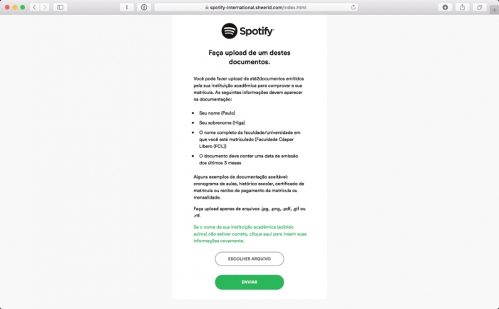 Spotify para estudantes