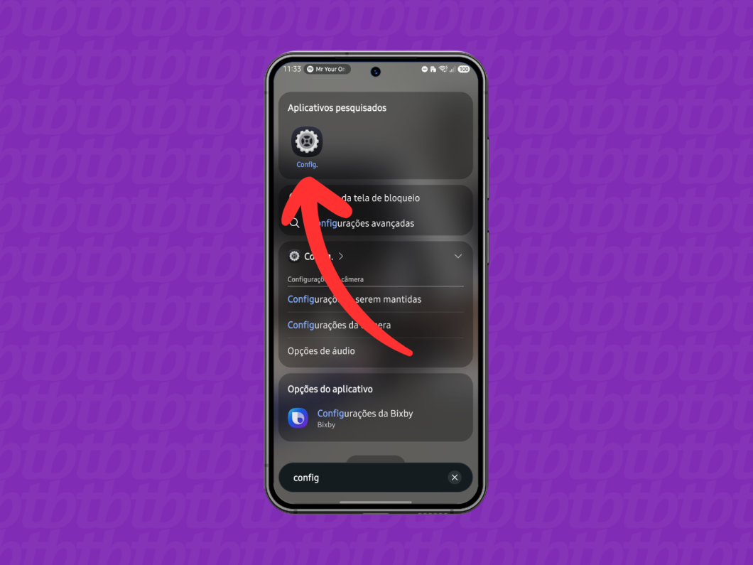 Abrindo o app Configurações no celular Android