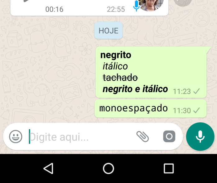 escrever em negrito no WhatsApp