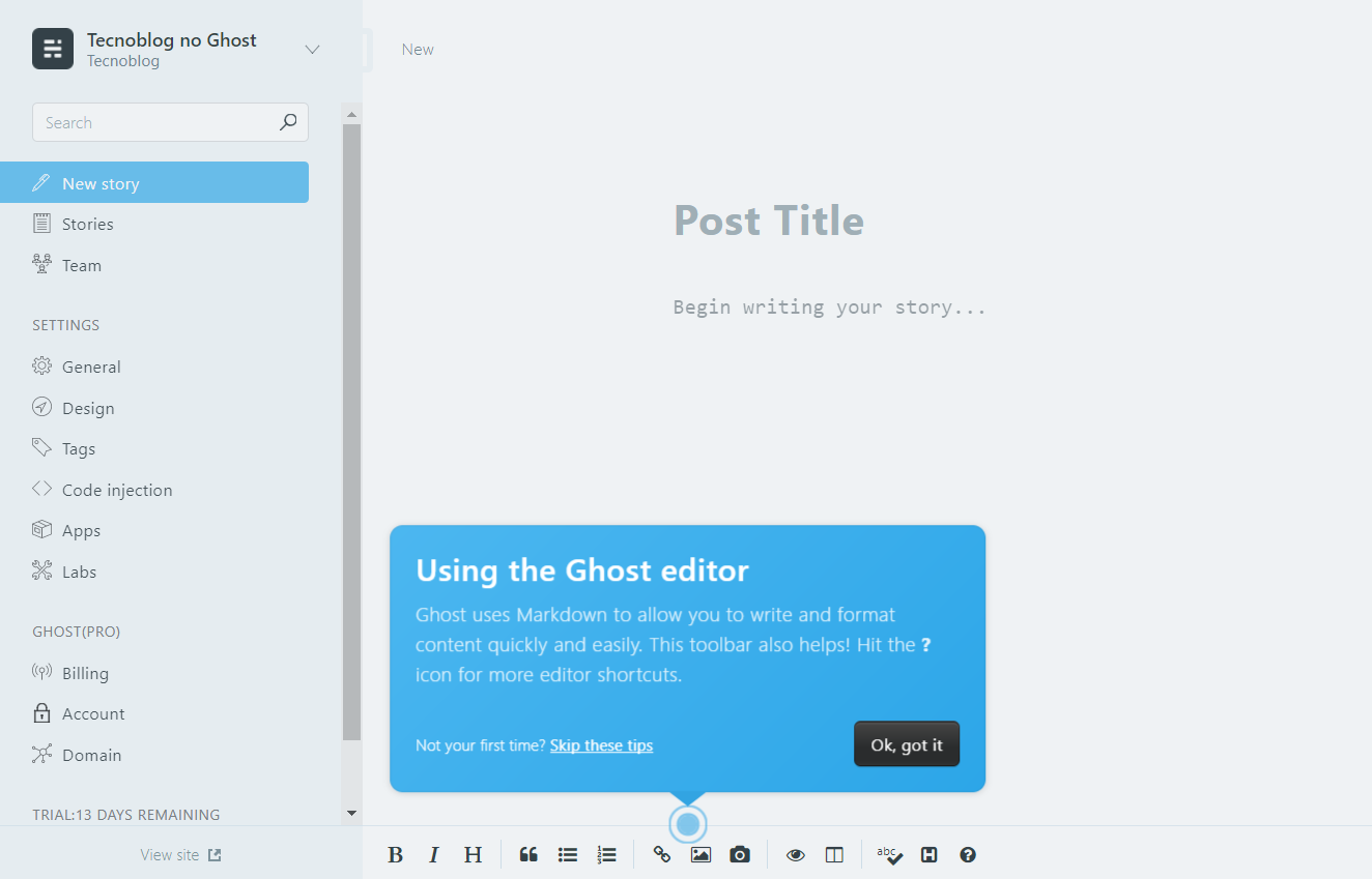 Ghost é um concorrente do WordPress para publicar conteúdo na web