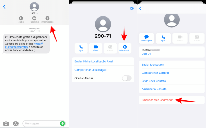 Passo para bloquear SMS no iPhone (Imagem: Reprodução/Apple)