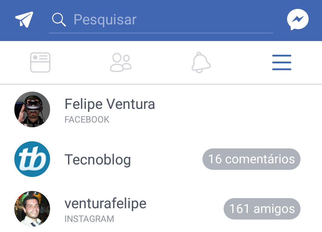 App do Facebook coloca botões para acessar WhatsApp e Instagram