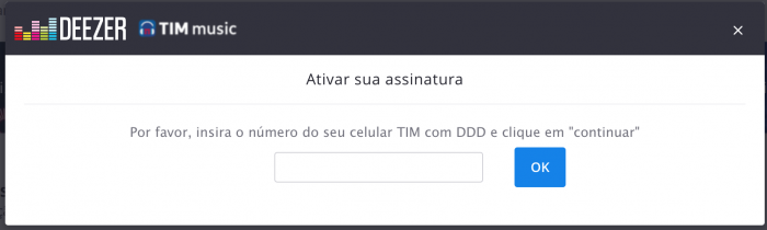 Erro ao tentar ativar a assinatura do Tim Music