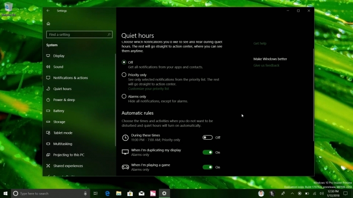 Prévia do Windows 10 melhora recurso “não incomodar”