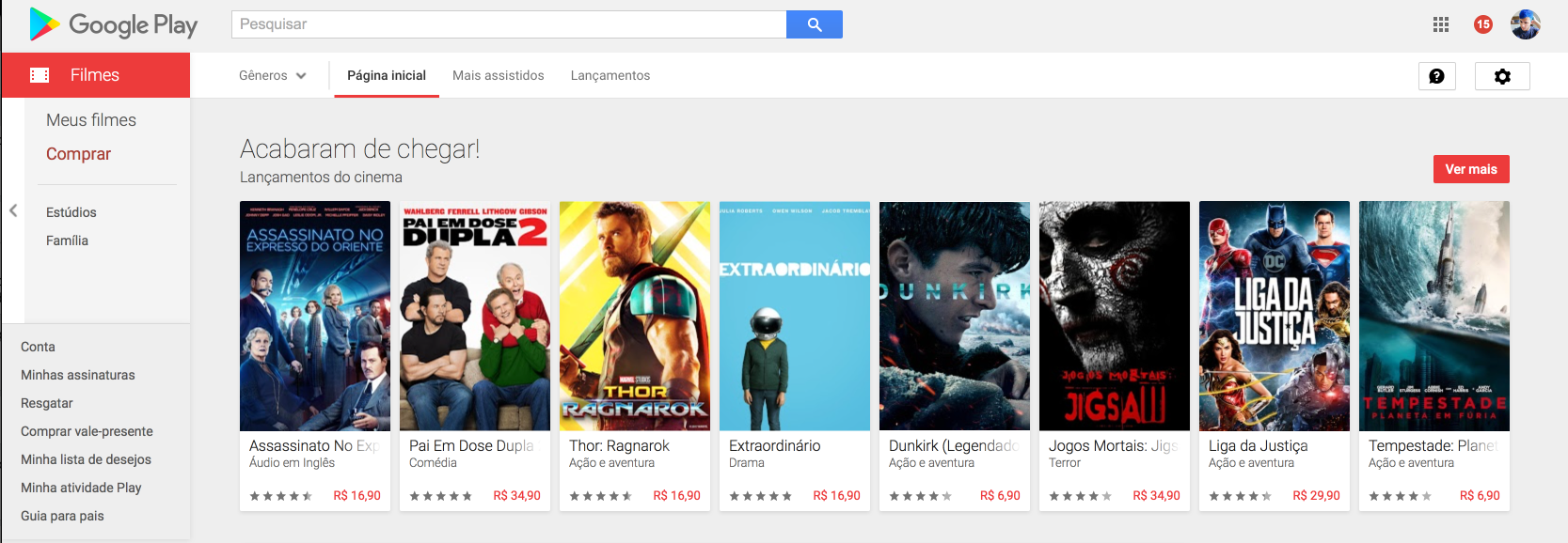 Google Play Store - Vai comercializar filmes em Portugal