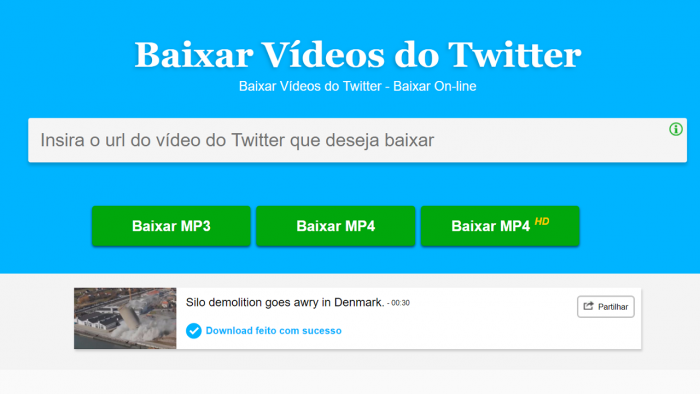 Página do site downloadtwittervideo.com (Imagem: Reprodução/downloadtwittervideo.com)