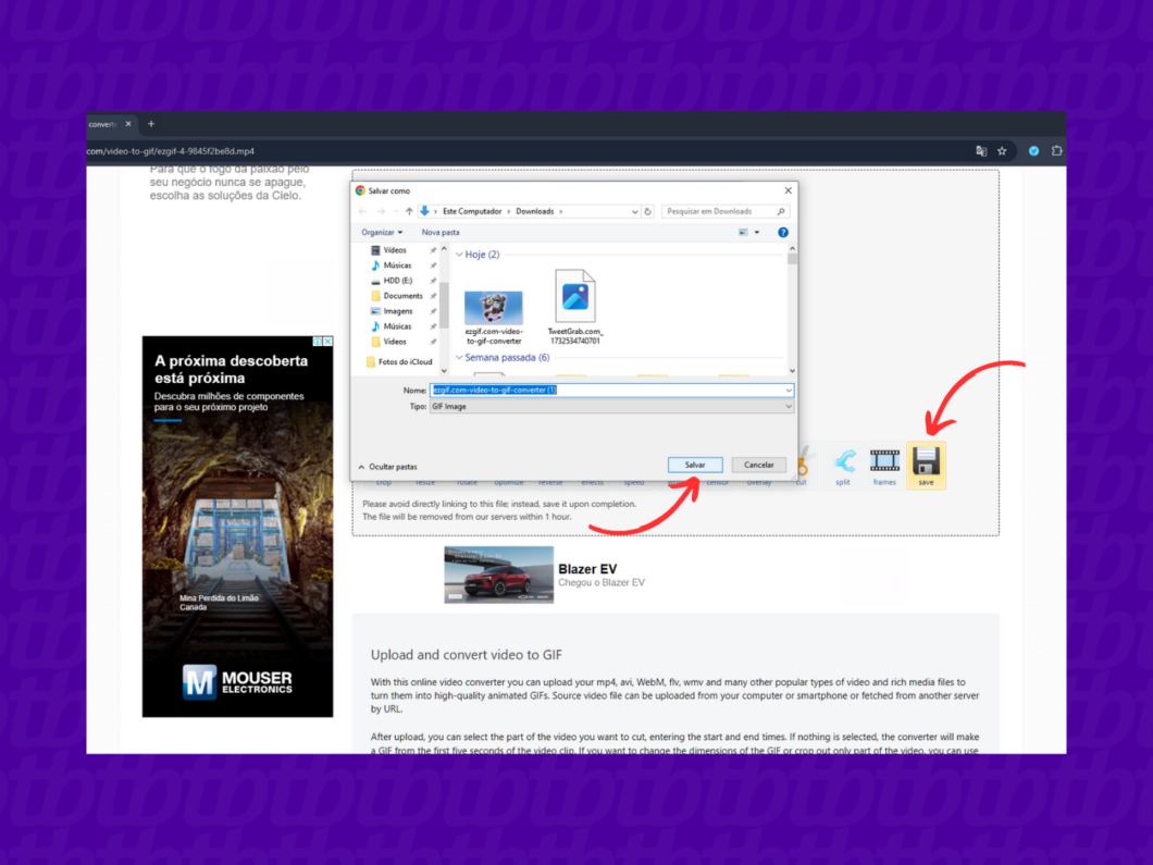 Salvando o GIF do Twitter no PC