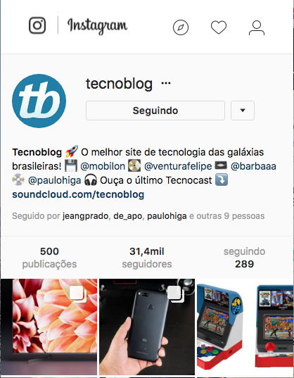 Biografia para Instagram Tecnoblog