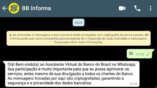 Banco do Brasil testa informar saldo e extrato da sua conta via WhatsApp