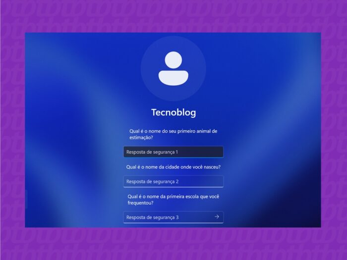 Perguntas de recuperação de senha no Windows 11 (imagem: Emerson Alecrim/Tecnoblog)