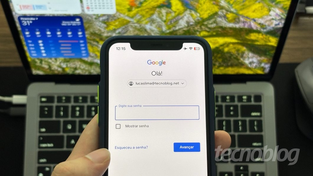 Tela de login do Google pedindo senha para entrar na conta