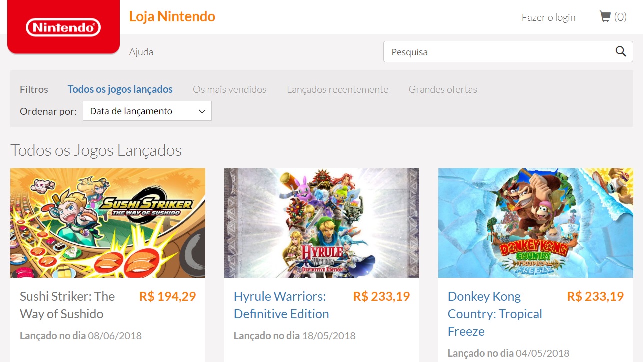 Oferta da Nintendo eShop Brasil