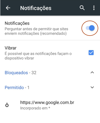Destaivar Notificacoes Chrome Android