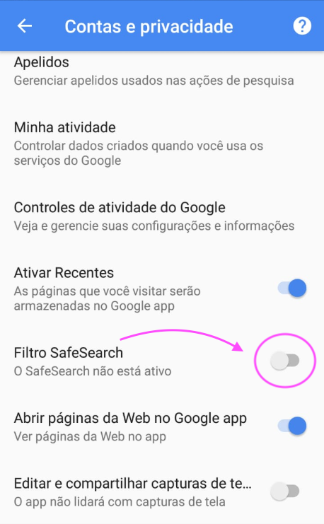 Google Safe Search Busca Segura