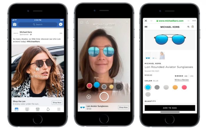 Facebook - anúncio com realidade aumentada