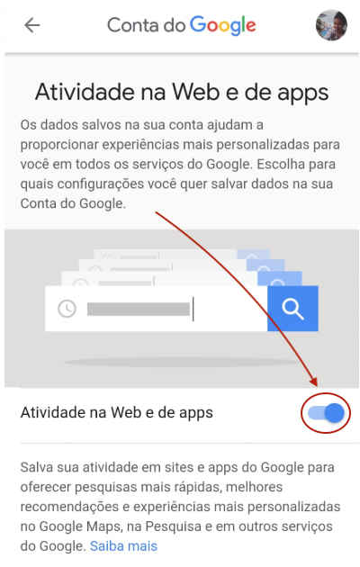 Atividade na Web e de App no Android