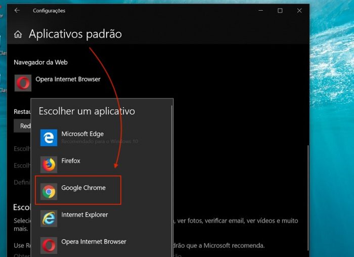 Chrome Padrão Navegador Windows 10