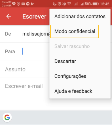 Gmail Modo Confidencial Android