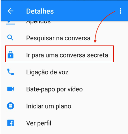 Ir para uma conversa secreta Messenger Android