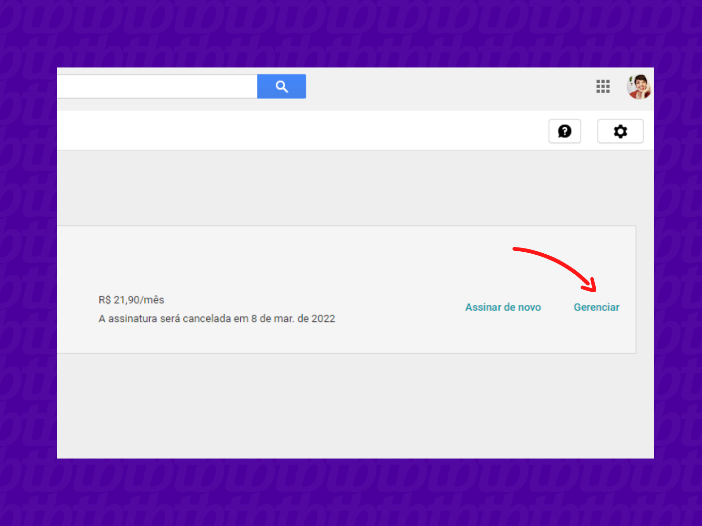 screenshot gerrenciar assinaturas google play store desktop