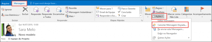 cancelar email outlook