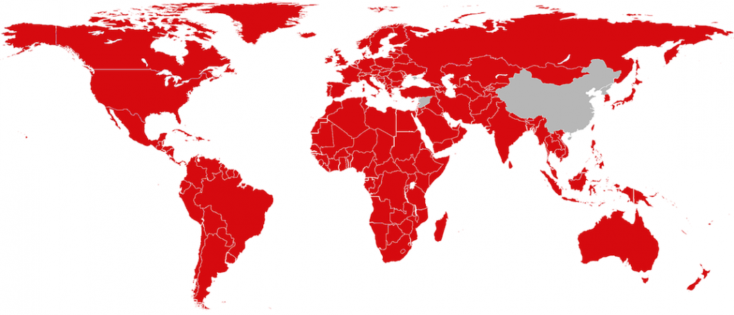 Netflix não está disponível na China (mas trabalha para isso) e na Crimeia, na Coreia do Norte e na Síria devido às restrições impostas pelo governo dos Estados Unidos a empresas norte-americanas.