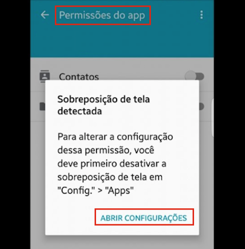 Sobreposição de tela no Android 6.0