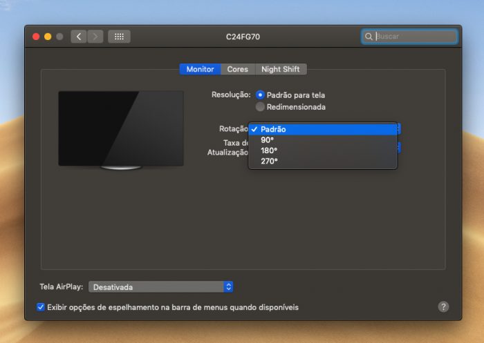 Monitor / macOS / como virar a tela do PC