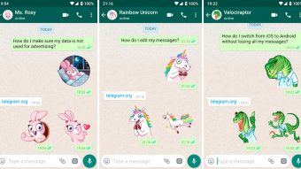Telegram publica stickers para serem usados no WhatsApp