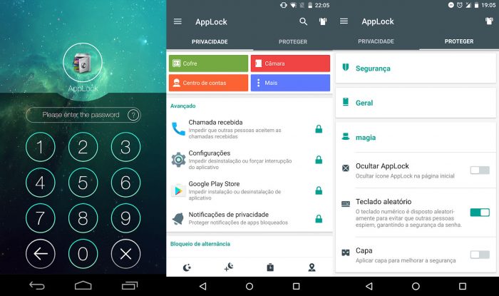 Bloqueio (AppLock) / Android / colocar senha em aplicativos