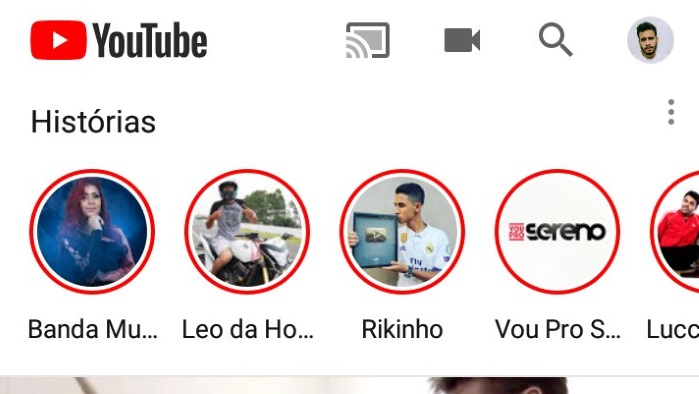 YouTube Stories no aplicativo mobile. Você lembra? (Imagem: Reprodução/Tecnoblog)