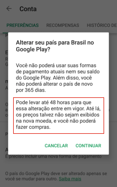 Alterar Pais Google Play