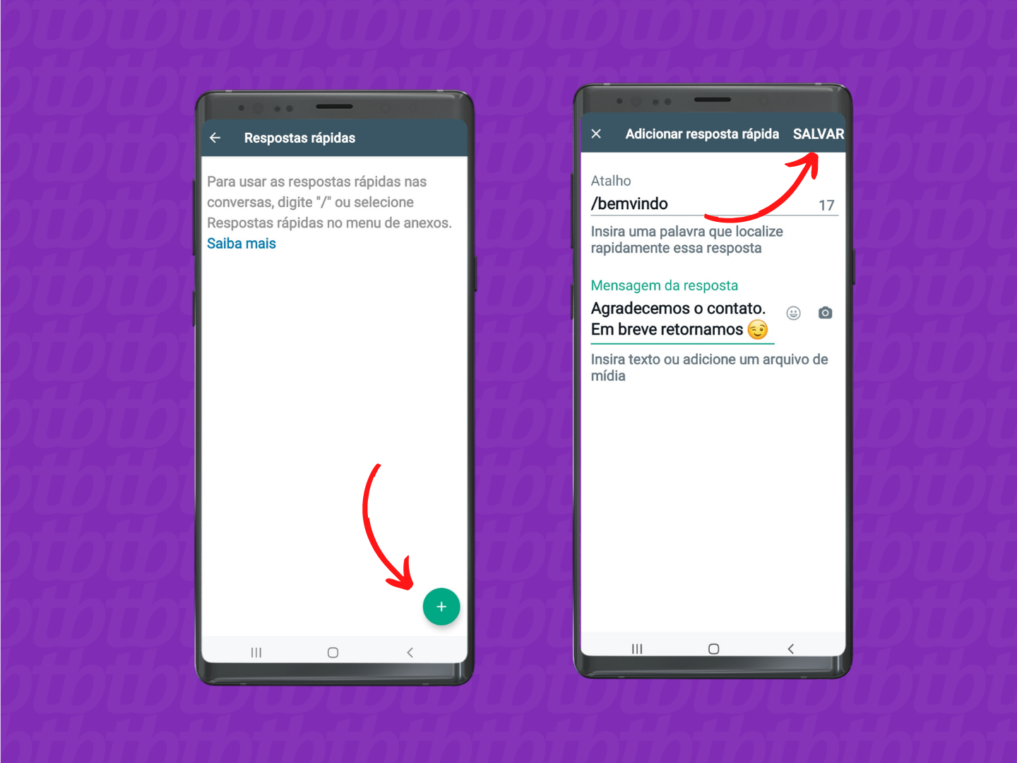 Captura de tela mostrando como colar uma mensagem automática no WhatsApp