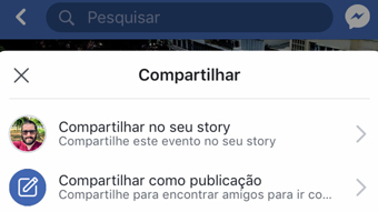 Facebook testa compartilhar eventos em stories