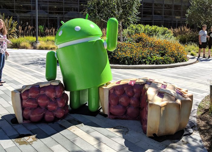 Google / estátua do Android 9 Pie no Googleplex / onde fica a sede do google